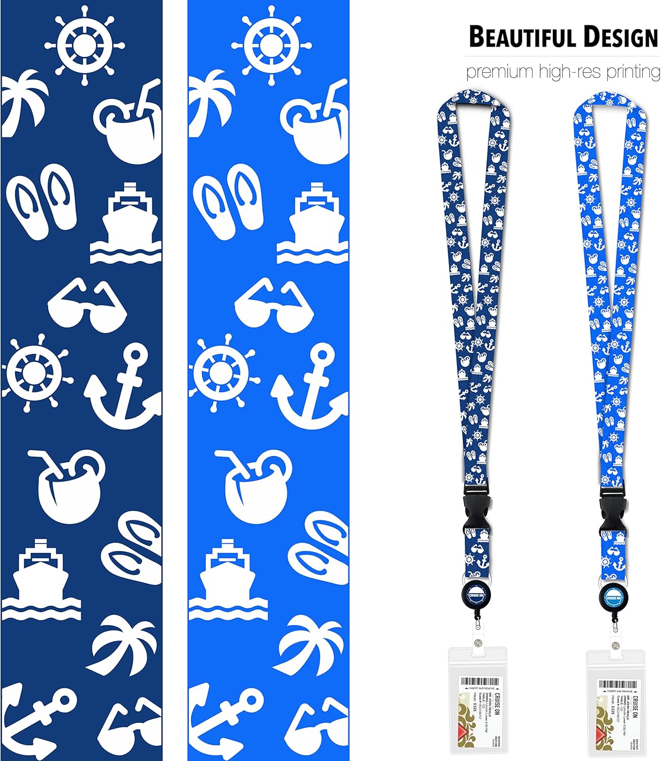 Carnival Cruise Luggage Tag Holders (4 Pack) & Lanyards (2 Pack), Large, Clear & Waterproof, Cruise Essentials 2026-2027 for Ship Cards & Baggage – Durable Travel Accessories (Blue Icons)