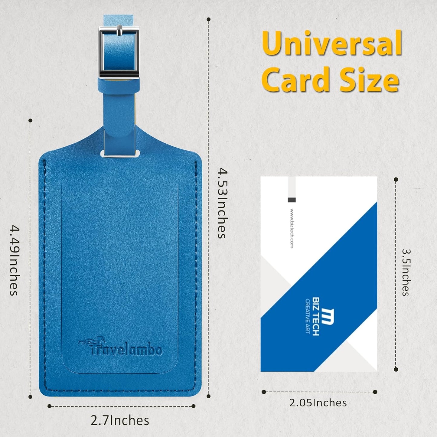 Travelambo Luggage Tags for Suitcases Faux Leather Privacy Protection 2 Pack Bag Tags Travel Accessories Essential, Steel Blue