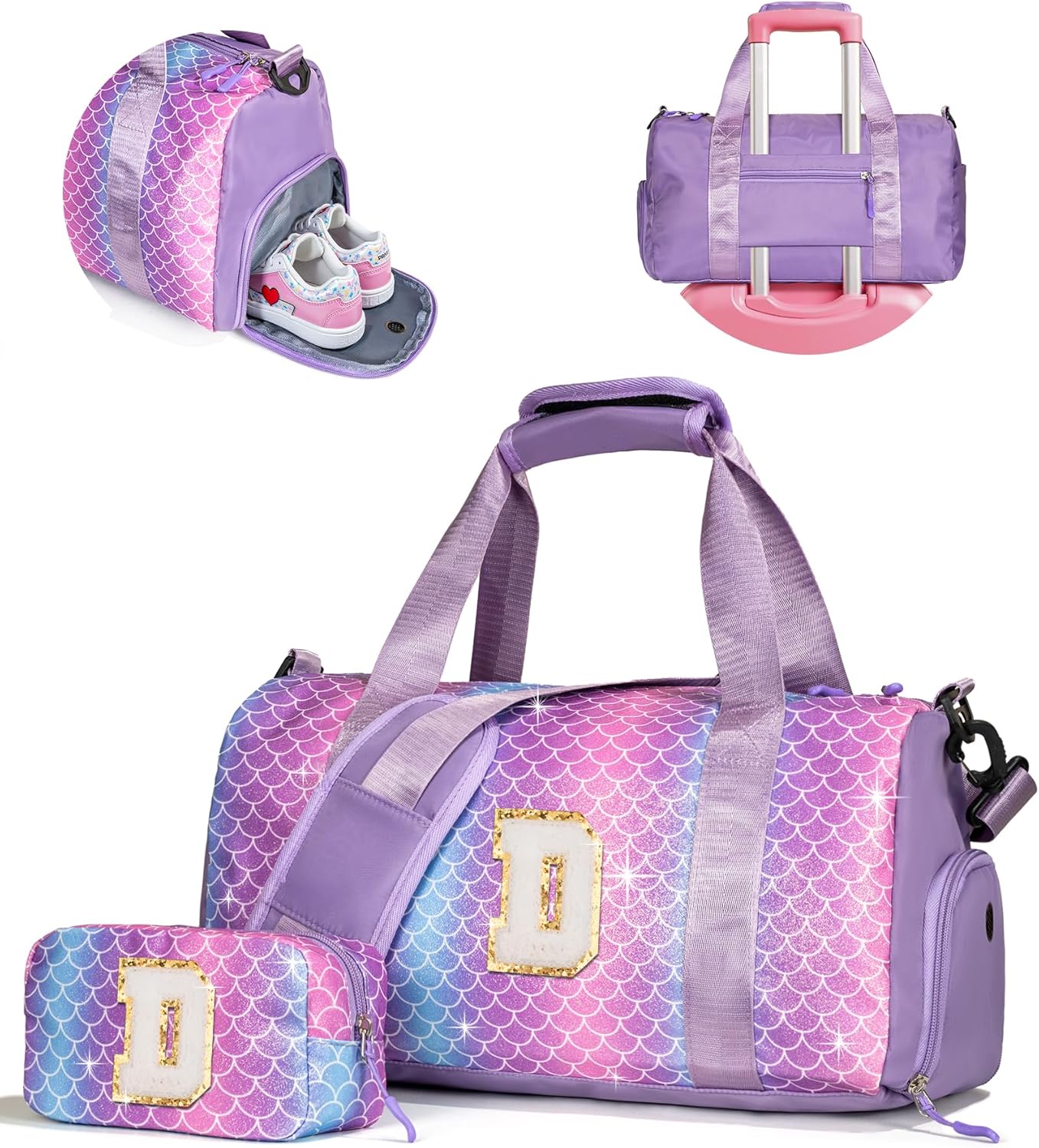 Cute Preppy Gifts for Girls-Girl Gym Bag with Shoe Compartment, Kid Personalized Weekender