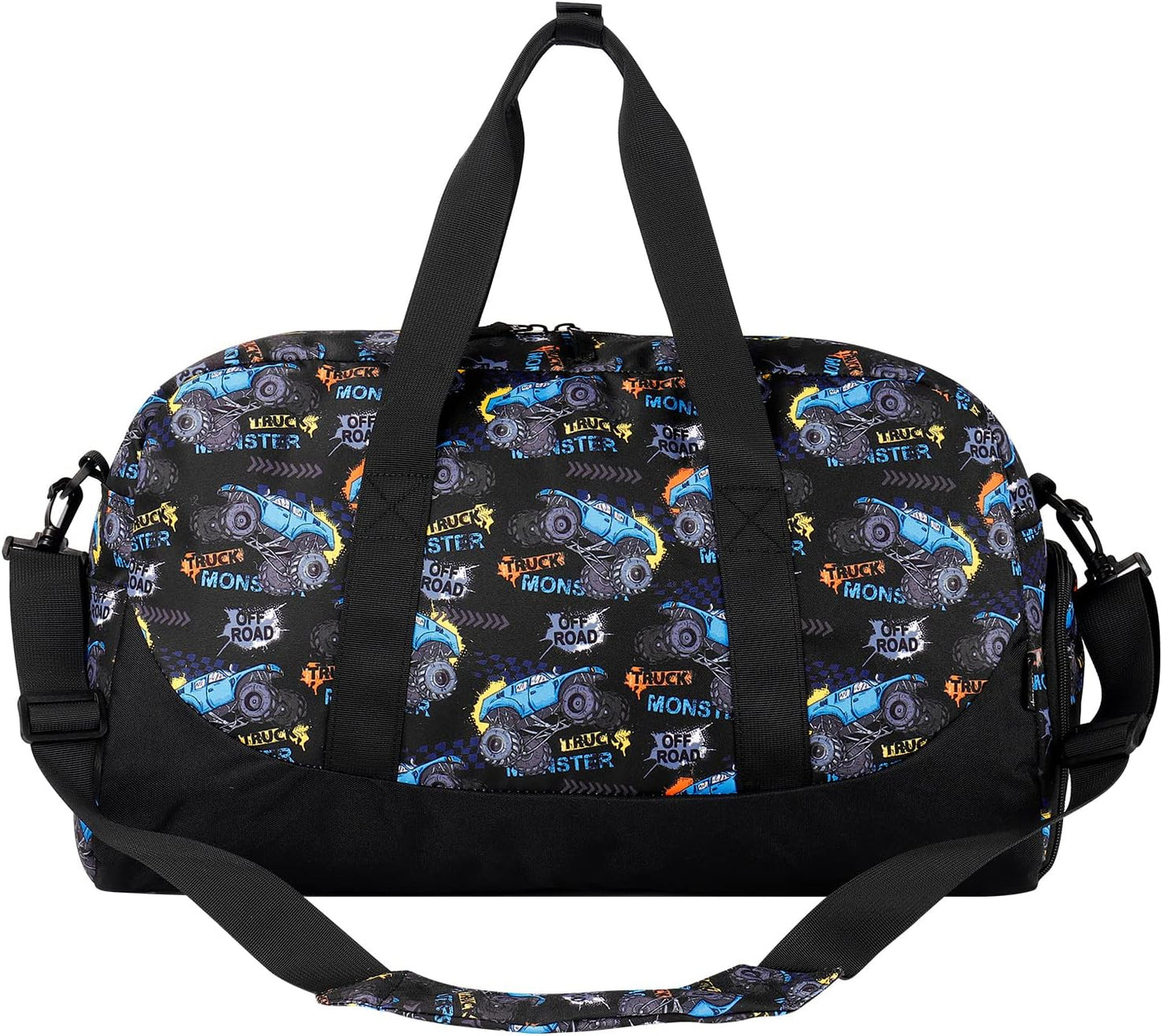 Choco Mocha Kids Monster Truck Duffle Bag - Boys Overnight Bag for Toddler Travel & Sleepover