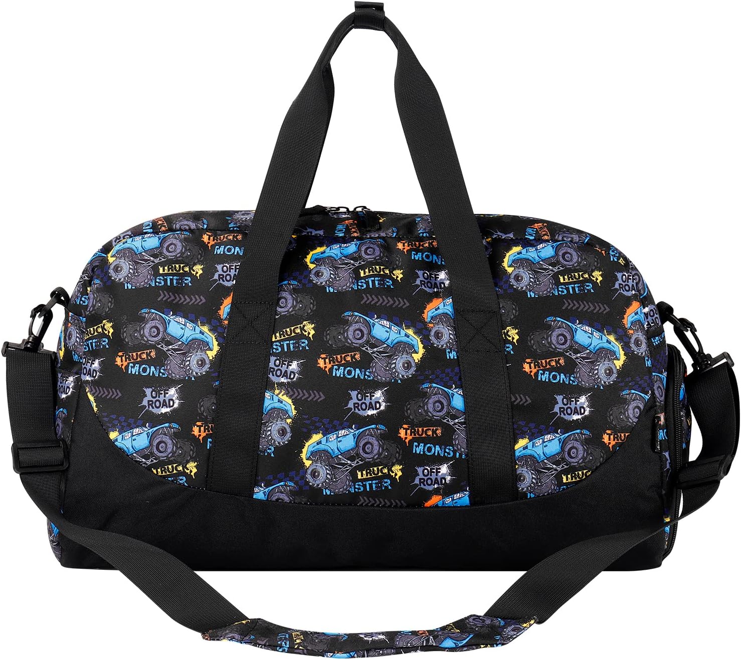 Choco Mocha Kids Monster Truck Duffle Bag - Boys Overnight Bag for Toddler Travel & Sleepover