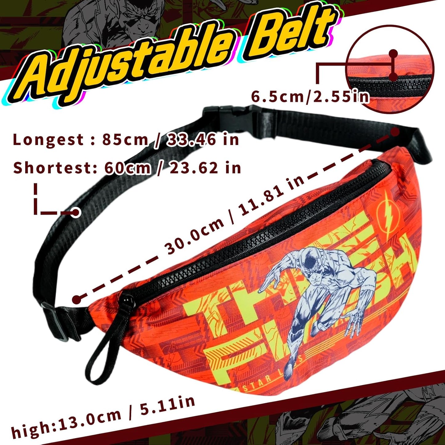 Red Fanny Pack Superhero Lightweight, Hands Free Crossbody Bag Phone Wallet Keys Bag for Christmas Birthday Gift