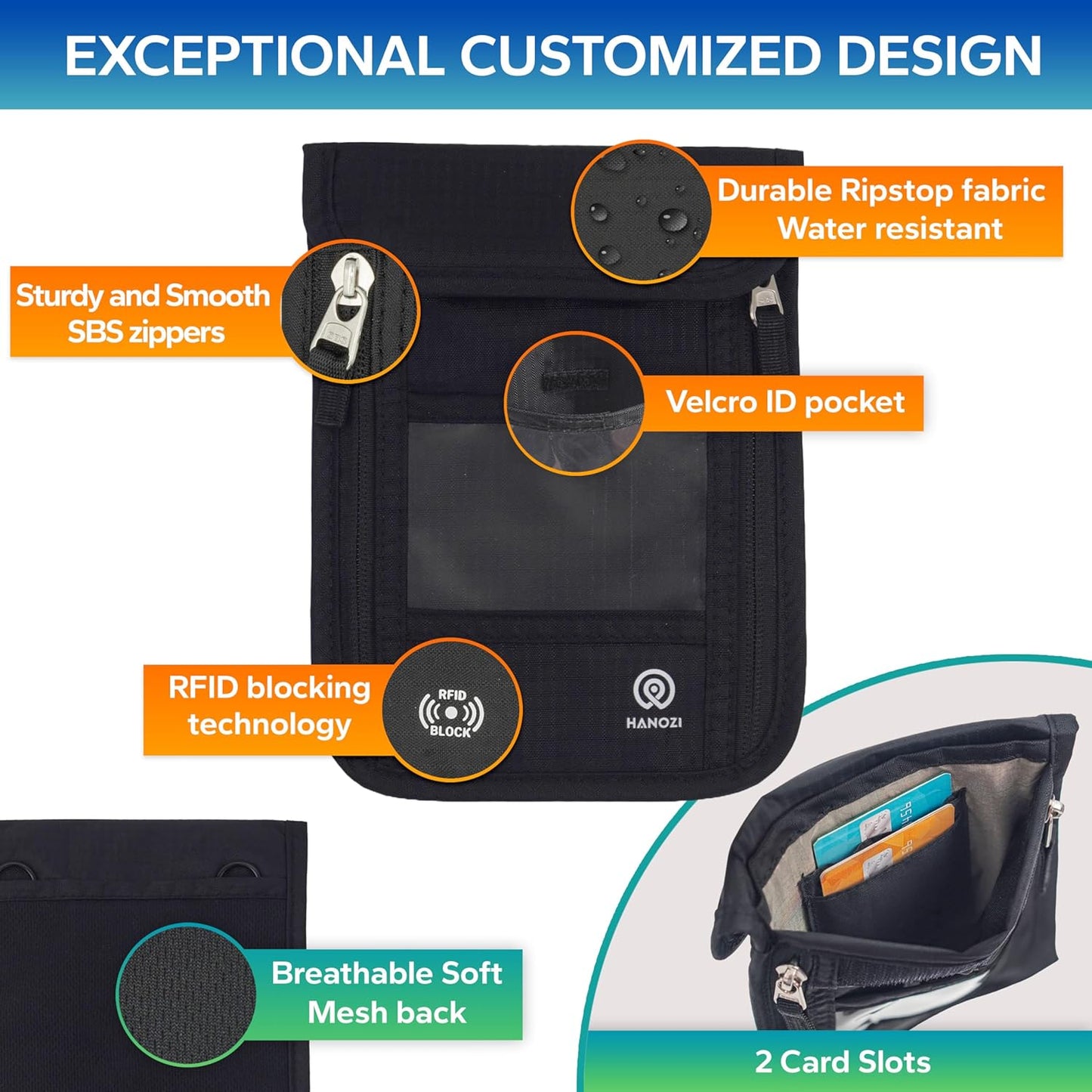 Travel Neck Wallet – Travel pouch and RFID Blocking Passport Holder for Women and Men - Slim Travel