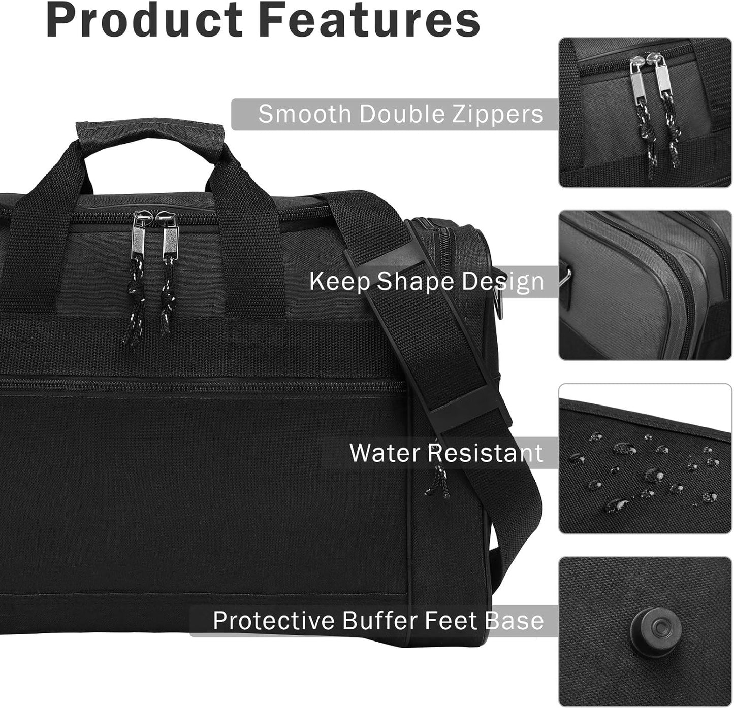 BuyAgain Duffle Bag, 17" Travel Carry On Sport Overnight Weekender Duffel Gym Bag with Adjustable Strap For Men Or Women