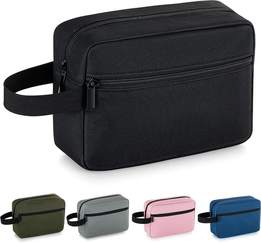 Elviros Travel Toiletry Bag for Women and Men, Lightweight Makeup Bag Hanging Dopp Kit with Shaving Compartment Cosmetic Organizer Small Tool Bag Travel Essentials, Black