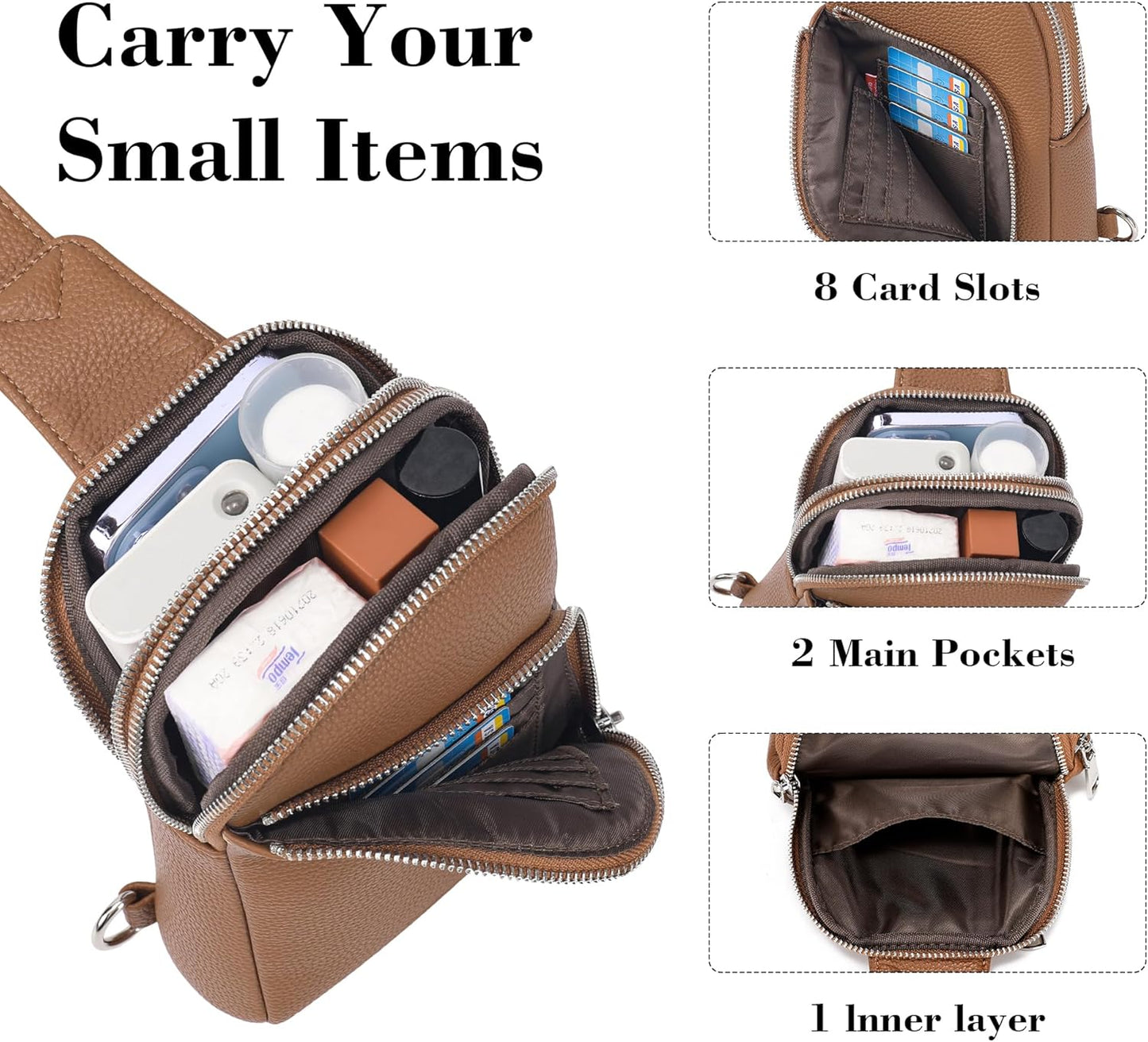 INICAT RFID Blocking Sling Bag Anti Theft Crossbody Bags for Women Travel Fanny Pack Cross Body for Woman Chest Bag