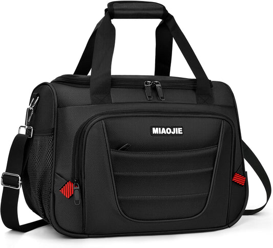 Underseat Carry On luggage Bag Airplanes Personal Item Bags Weekender Overnight Travel Tote Bag Shoulder Small Softside Carry on Luggage Travel Duffel Bags For Men Women -16 IN Black