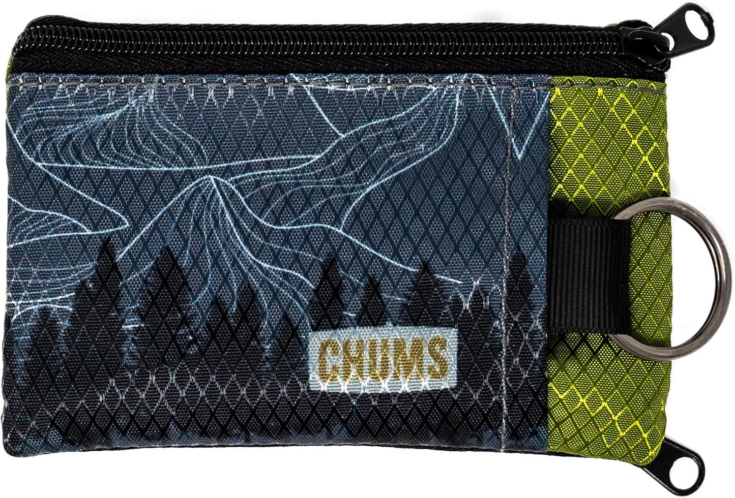 Chums Surfshorts Wallet - Lightweight Slim Wallet w/ RFID Blocking Card - Zippered, Minimalist Wallet w/Key Ring - Patterns
