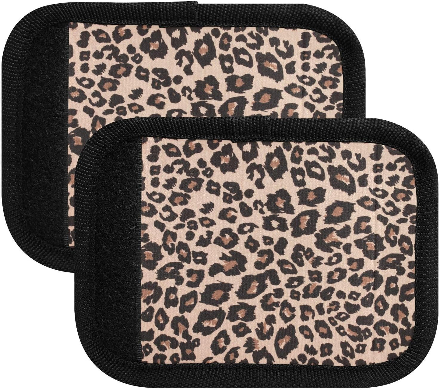 2 PC Luggage Handle Wrap Luggage Handle Covers Tags for Suitcase Bags Travel Luggage Handle Identifier Gripper Leopard Print
