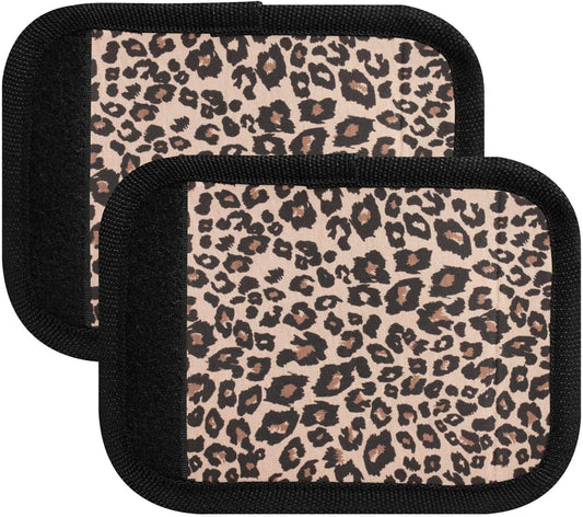 2 PC Luggage Handle Wrap Luggage Handle Covers Tags for Suitcase Bags Travel Luggage Handle Identifier Gripper Leopard Print