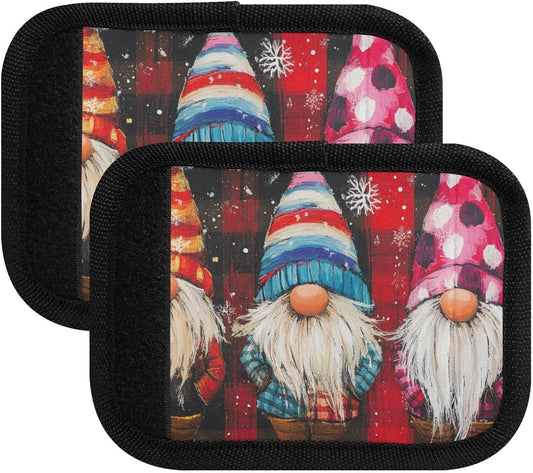 Christmas Gnome Snowflake Plaid 4 Pack Luggage Handle Wraps Covers for Suitcase Identifiers Bag Tags Travel Accessories