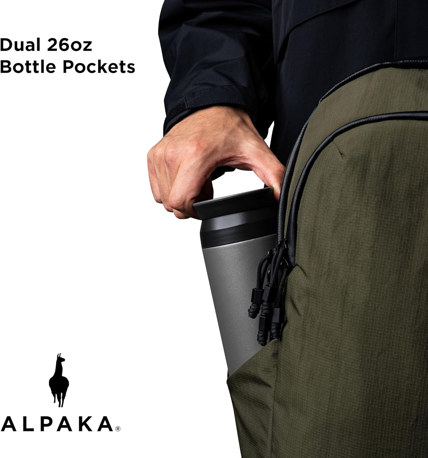 ALPAKA Bravo Backpack 23L - Laptop Backpack Fits 16 Inch Computers, Water Bottle Holders, Fleece Lined Protection, Business Commuter Bag, Weatherproof Green Axoflux Material