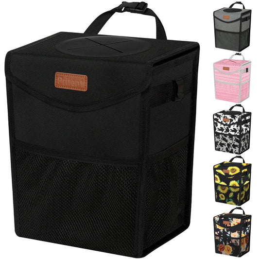 Pritent Car Trash Can with Lid Leakproof Car Garbage Bag Vehicle Trash Bin