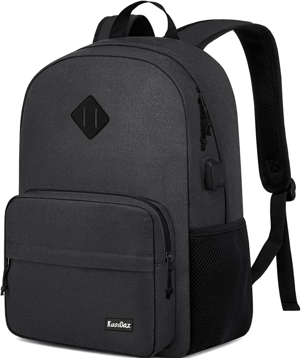 Black Backpack for School Teen Boys & Girls, Lightweight Casual Backpacks for Men and Women, Classic Basic Water Resistant Casual Daypack Fit 17.3 Inch Laptop