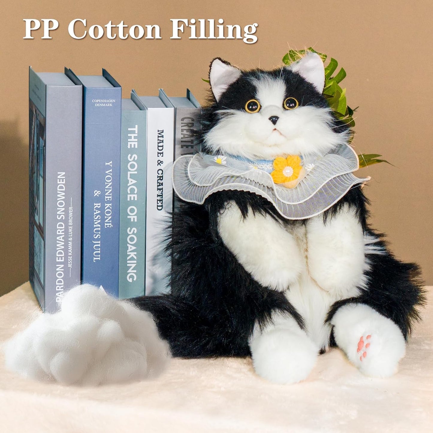 Chongker Stuffed Realistic Cat Plush Backpack - Cute and Soft Stuffed Animal Backpack with Adjustable Straps, Black