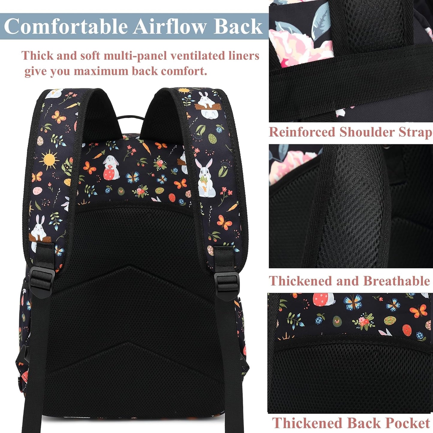 Floral Travel Backpack for Women Large Laptop Backpack Water Resistant Stylish Backpacks College Dapack Cute Shoulder Carry On Bag Dark Blue