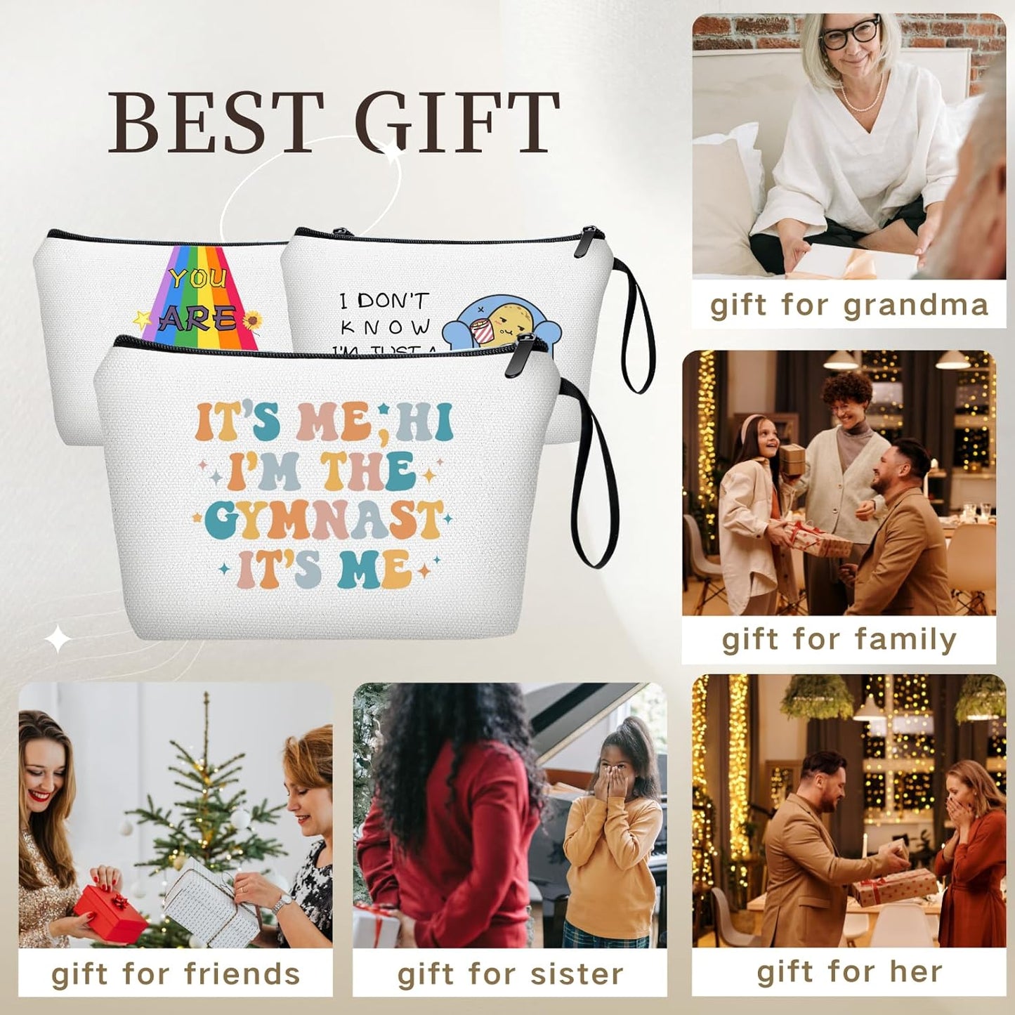 SEAMOON Gymnastics Makeup Bag - Unique Gift for Teenage Girl, Granddaughter or Coach