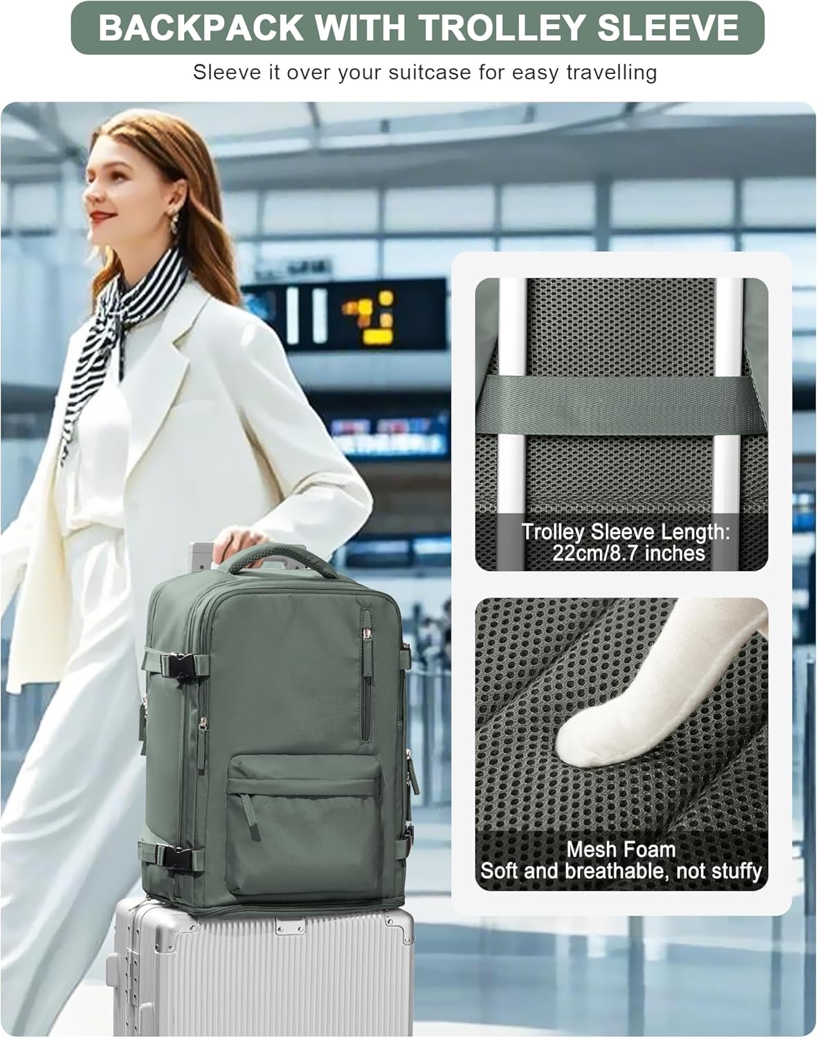 VGCUB Carry on Travel Backpack for Women Men Large Laptop Gym Work Frontier Airlines Personal Item