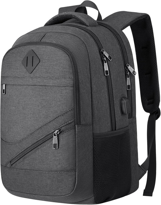 School Laptop Backpack for Women Men: 15.6 Inch College High School Backpacks with USB Charging Port Waterproof Travel Back Pack with Anti-theft Pockets Casual Work Daypack for Boys Students