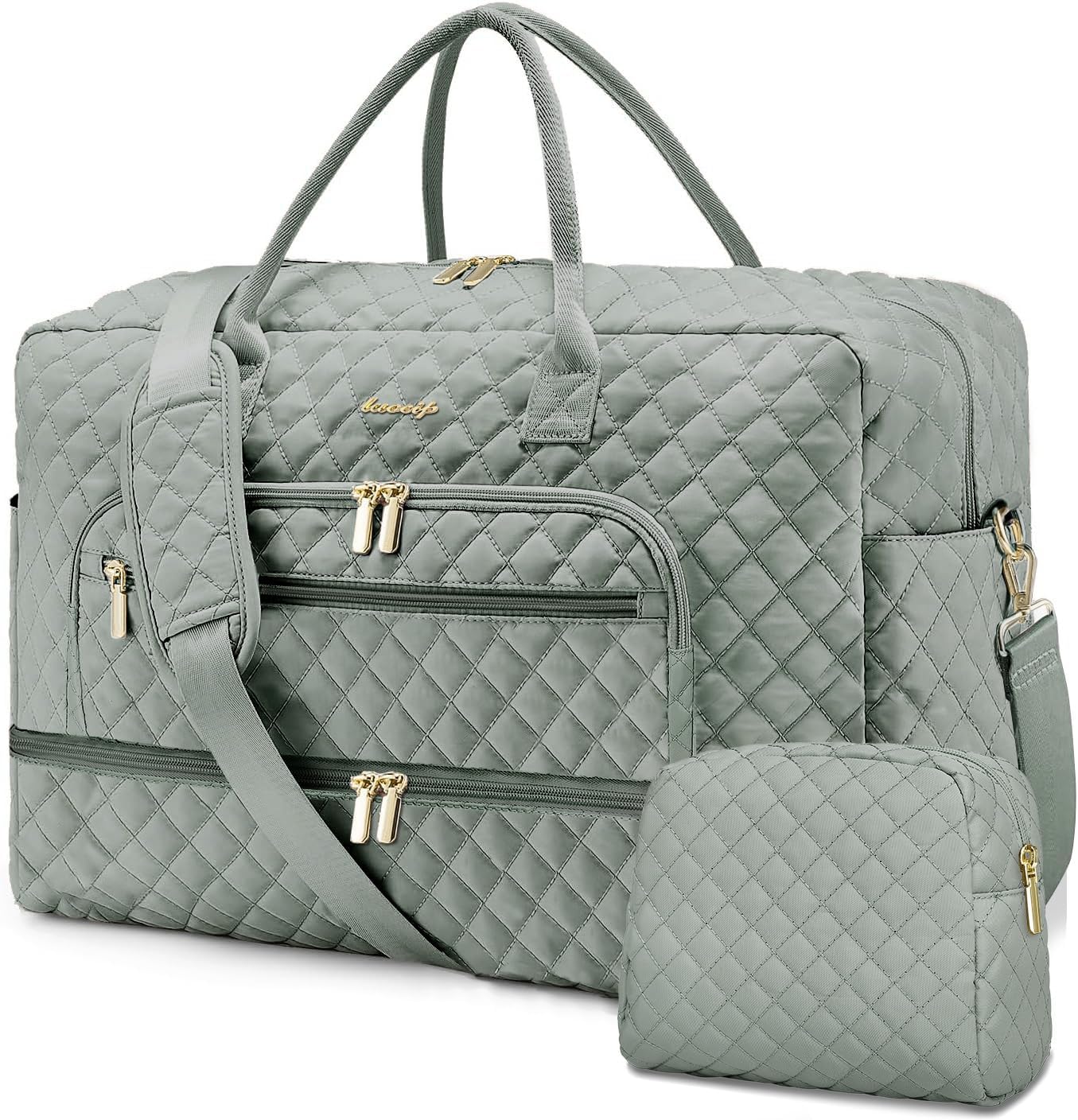 Travel Duffle Bag Weekender for Women - 38L Carry-On Overnight Personal Item Bag with Shoe Compartment & Wet Pocket Weekend Tote Bags with Toiletry Hospital Bags for Labor and Delivery