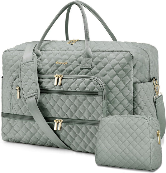 Travel Duffle Bag Weekender for Women - 38L Carry-On Overnight Personal Item Bag with Shoe Compartment & Wet Pocket Weekend Tote Bags with Toiletry Hospital Bags for Labor and Delivery