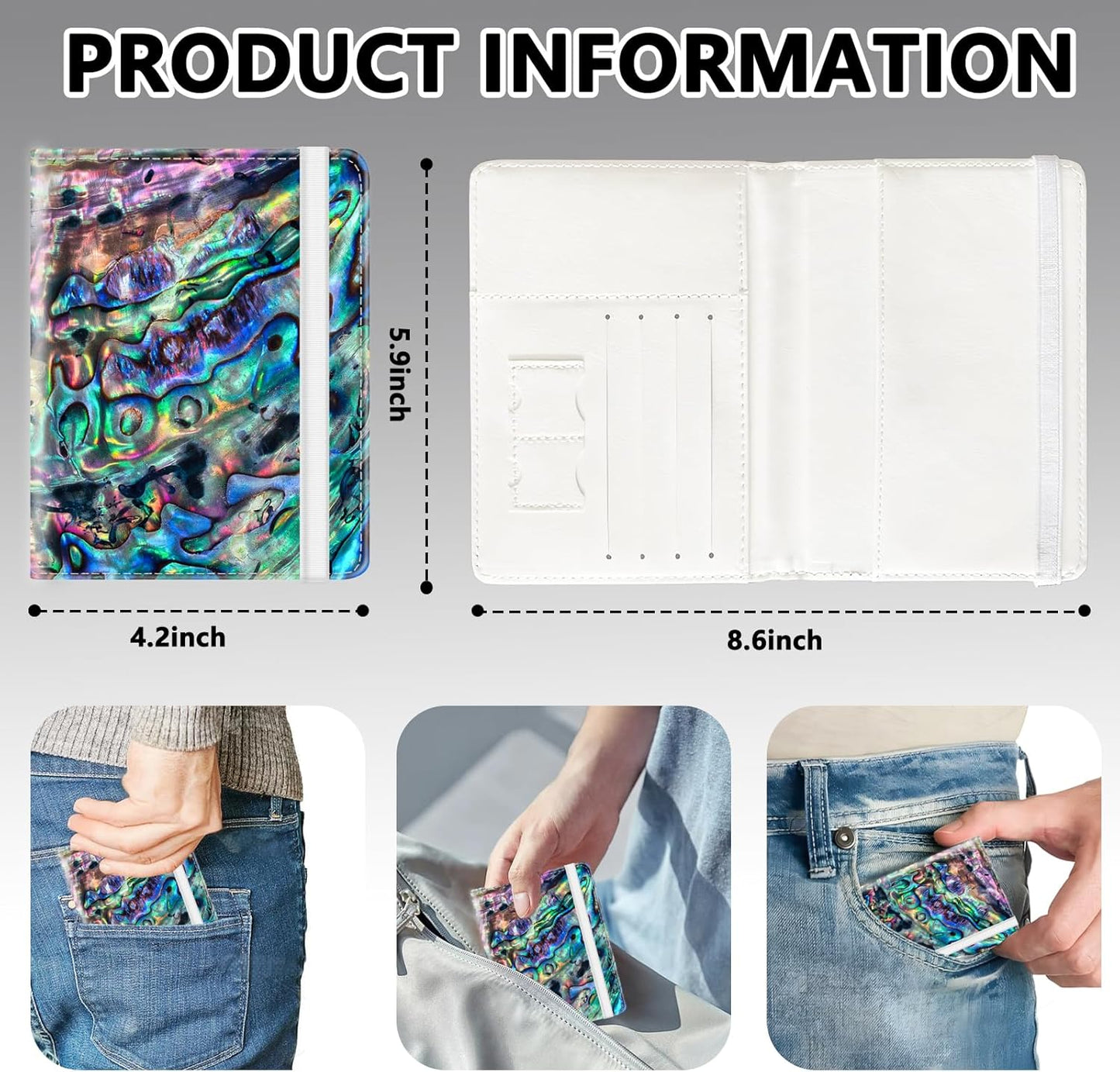 Passport Holder for Travel, Cute Passport Cover for Women Men, Waterproof PU Leather Rfid Blocking Passport Wallet with Credit Card Case for Travel Family, Boys Girls Travel Essentials