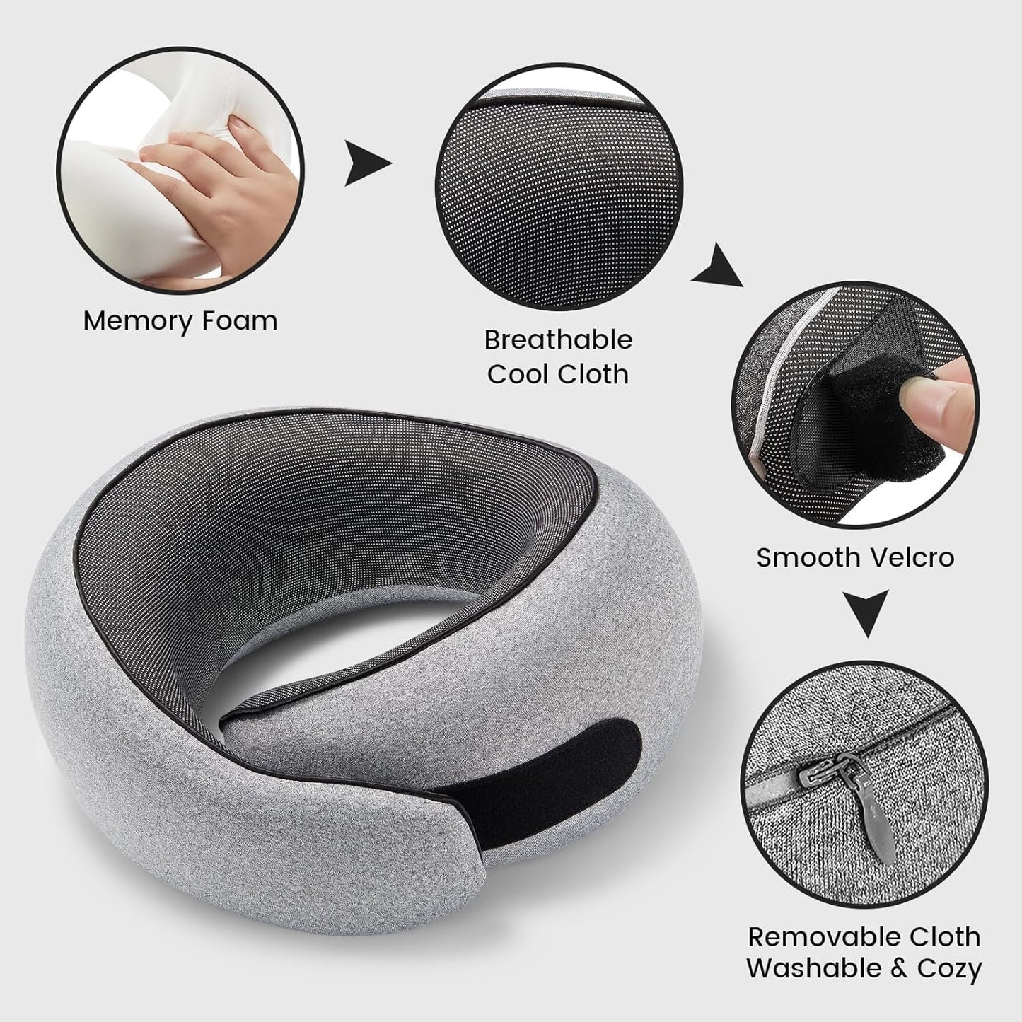 SZXYX Travel Pillows - 100% Pure Memory Foam Neck Pillow for Airplanes, Comfortable Breathable