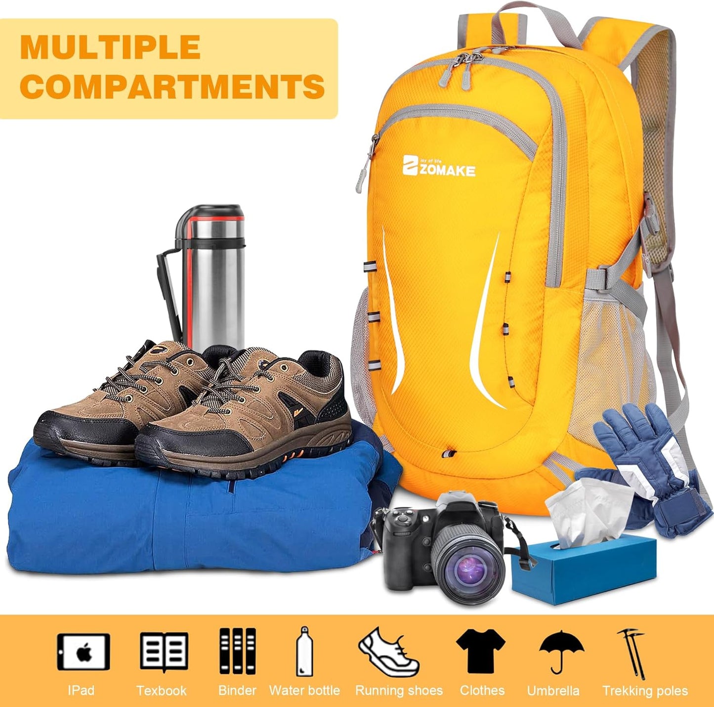 ZOMAKE Lightweight Packable Backpack 35L, Foldable Backpacks Water Resistant Collapsible Light Daypack for Hiking