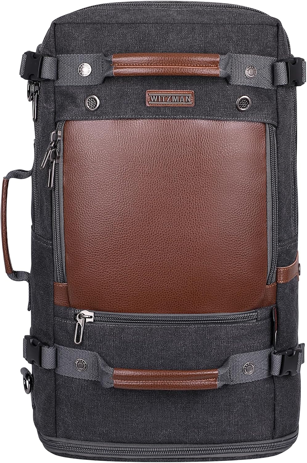 WITZMAN Travel Backpack for Men Women Carry on Luggage Backpack Canvas Rucksack Duffel bag with Shoe Compartment（A2021 big size black）