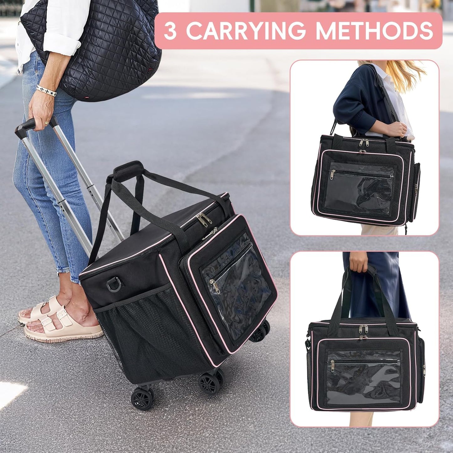 2025 Rolling Teacher Tote Bag with 15.6" Laptop Compartment