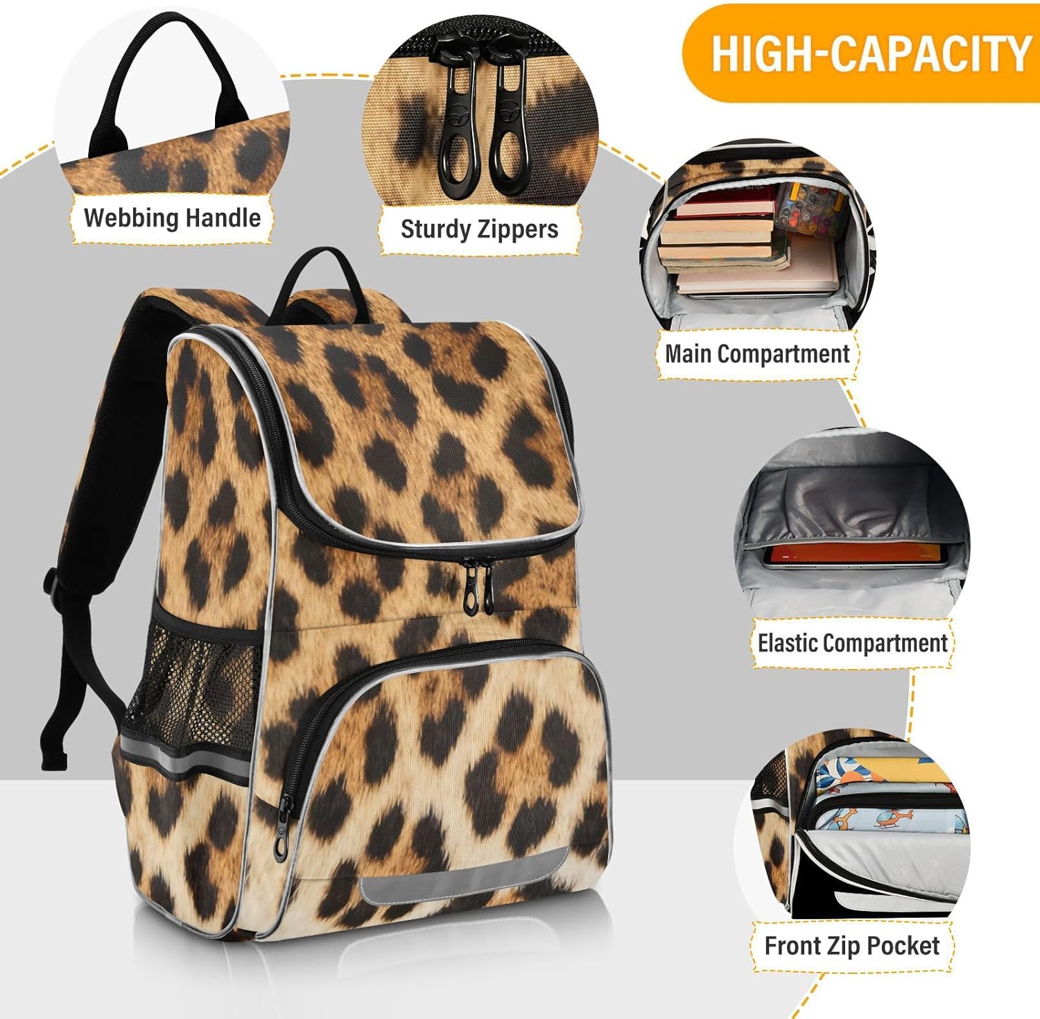 Leopard Print Cute Backpack For Girls Kids Backpack Boys Teen School Bag Bookbag Travel Daypacks