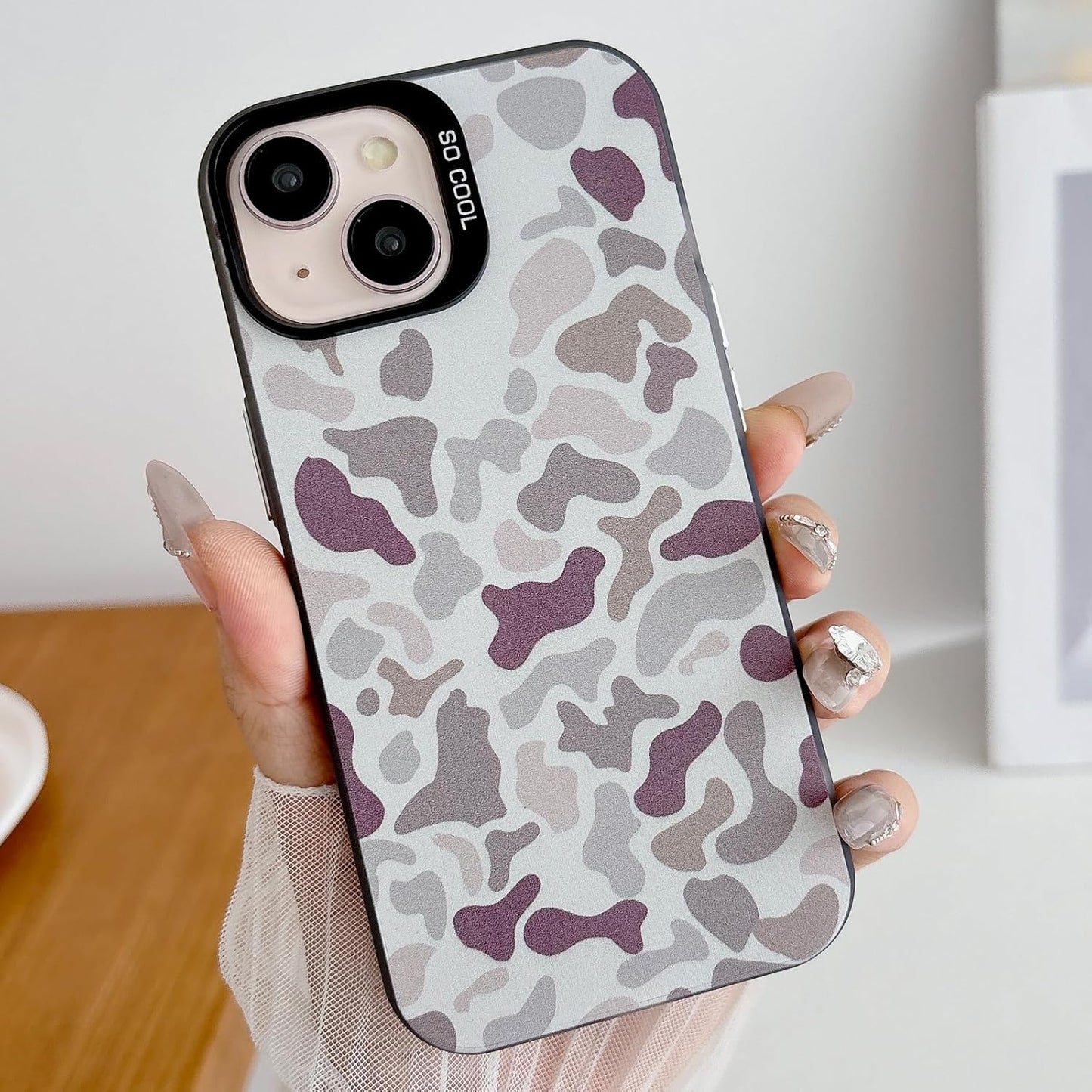 for iPhone 15 Case, Vintage Camo Pattern Design for Men Boys Teens, Cool Camouflage Shockproof Protective Cover for Girls Women - Black