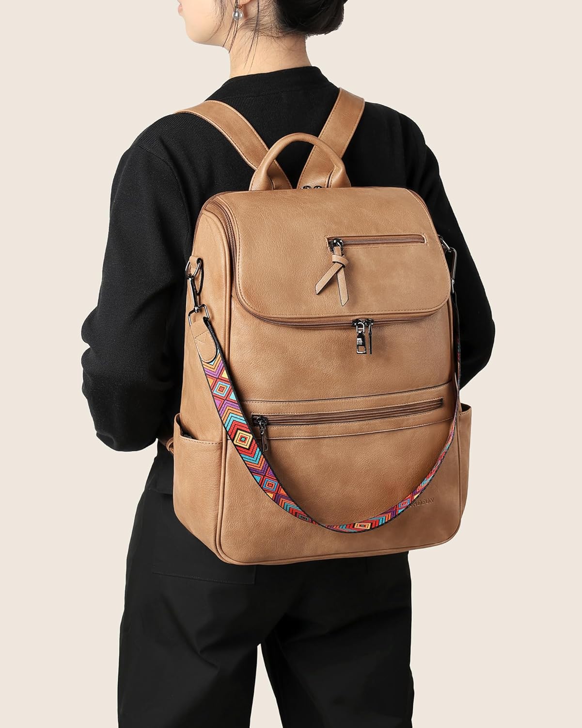 FADEON Laptop Backpack for Women Leather Travel Backpack with Laptop Compartment, Designer Ladies