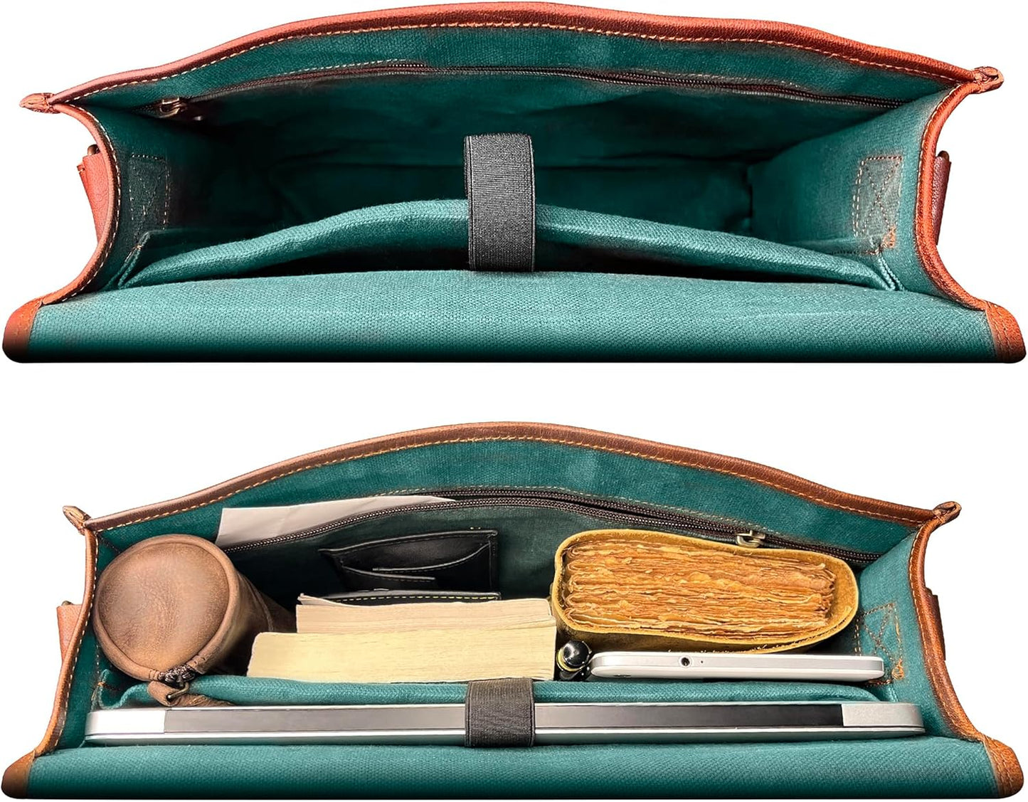 RUSTIC TOWN Leather Messenger Bag for Men Women - Full Grain Leather Laptop Satchel Office Shoulder Bag