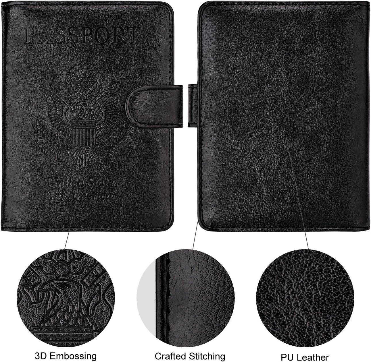 WALNEW Passport Holder for Travel, RFID Passport Cover Wallet for Women Men, PU Leather Passport Book Card Holder Case with Pen, Travelling Essentials for Flying