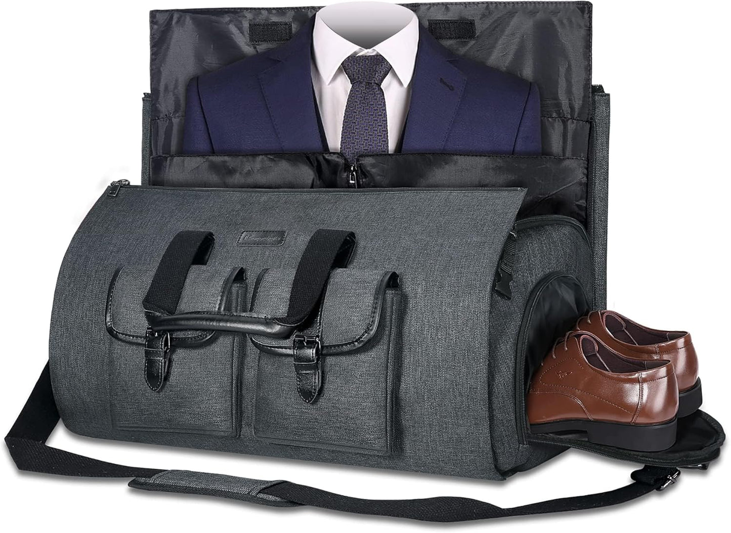UNIQUEBELLA Convertible Garment Bag for Travel Carry on Garment Duffel Suit Bag with Shoe Compartment Weekend Flight Bag for Men