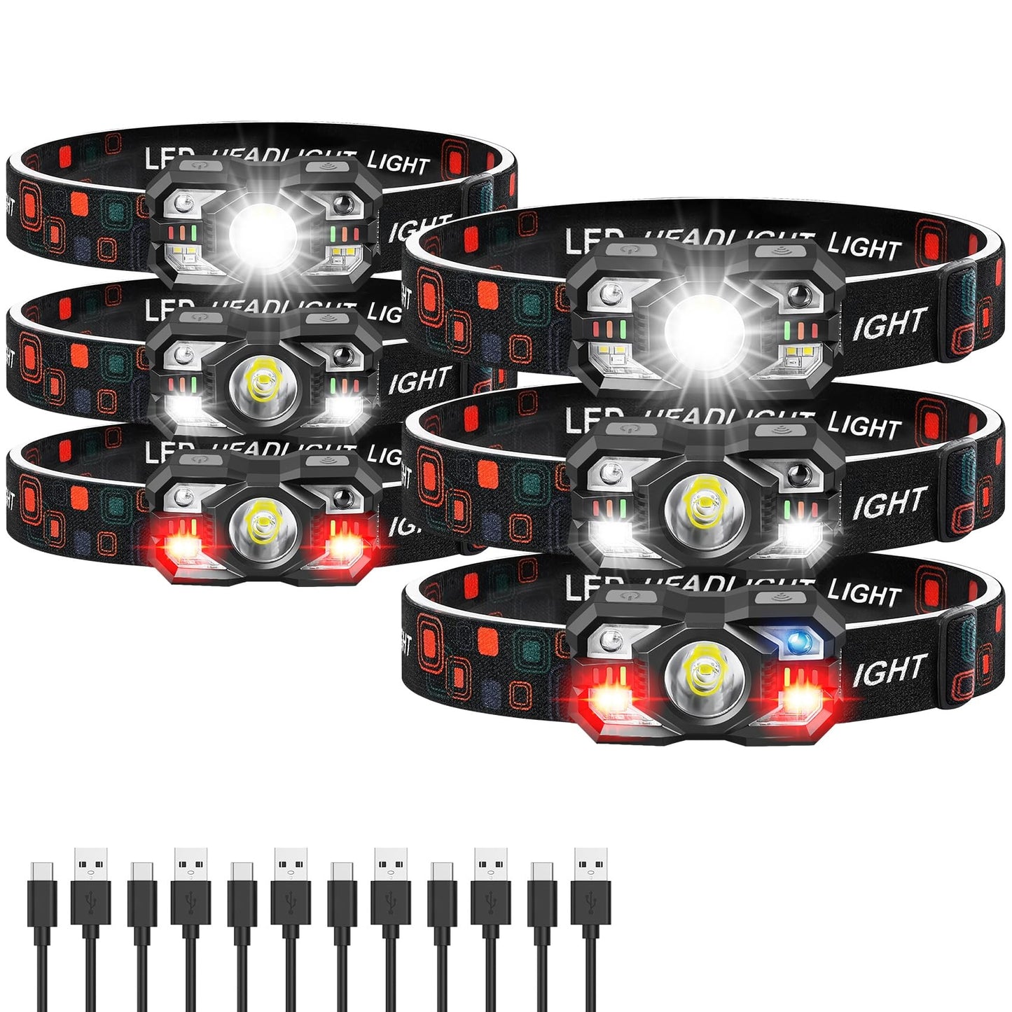 Northlet Headlamp Rechargeable 6Pack, 3000 Lumen Ultra-Light Bright Headlamp Flashlight with White