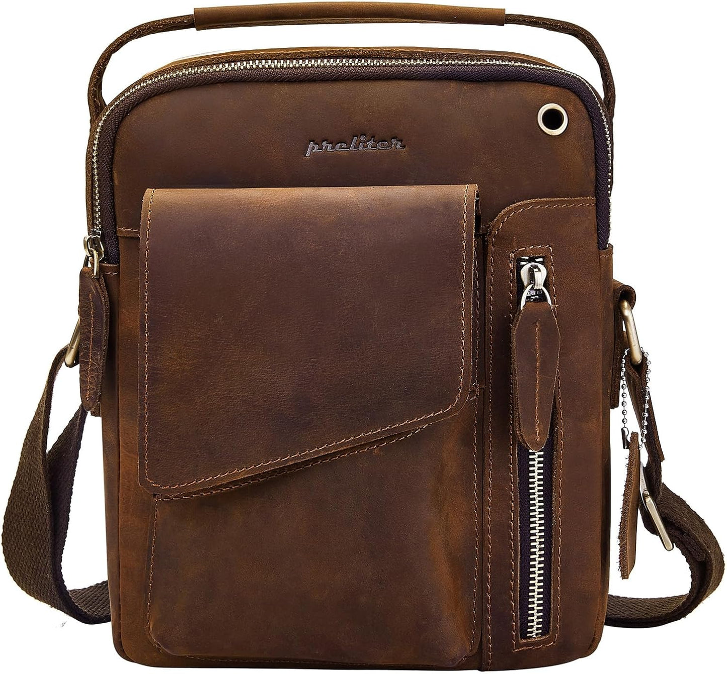 Small Mens Bags Crossbody, Mens Messenger Bag Crossbody, Adjustable Strap Sling Bag Vintage Handle Bags Man Bag, Men's Shoulder Bag for Work Business Travel