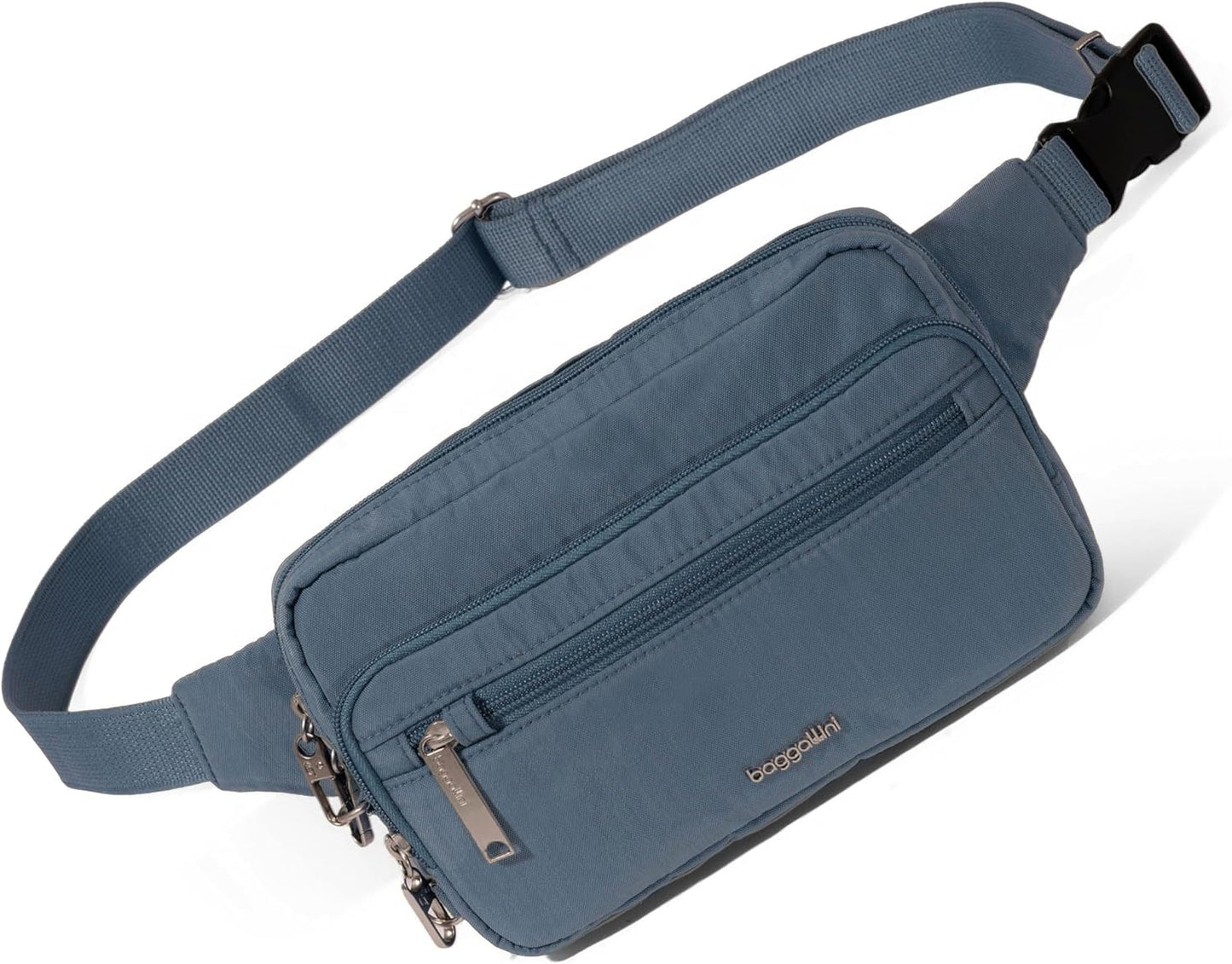 Baggallini Securtex Anti-Theft Belt Fanny Pack for Women RFID Wallet Locking Zipper-Travel Bag Crossbody Purse