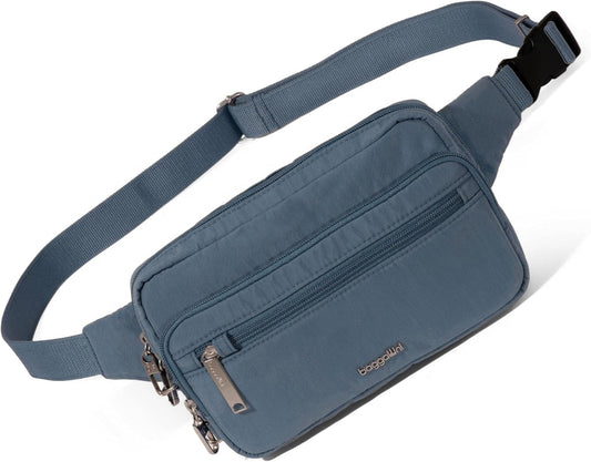 Baggallini Securtex Anti-Theft Belt Fanny Pack for Women RFID Wallet Locking Zipper-Travel Bag Crossbody Purse