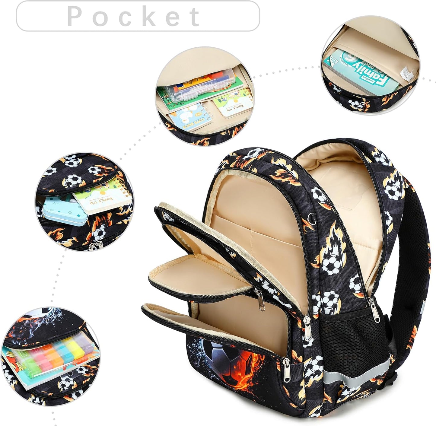 abshoo Cute Soccer School Backpack For Boys Elementary Kindergarten Kids School Bag (Soccer Black)