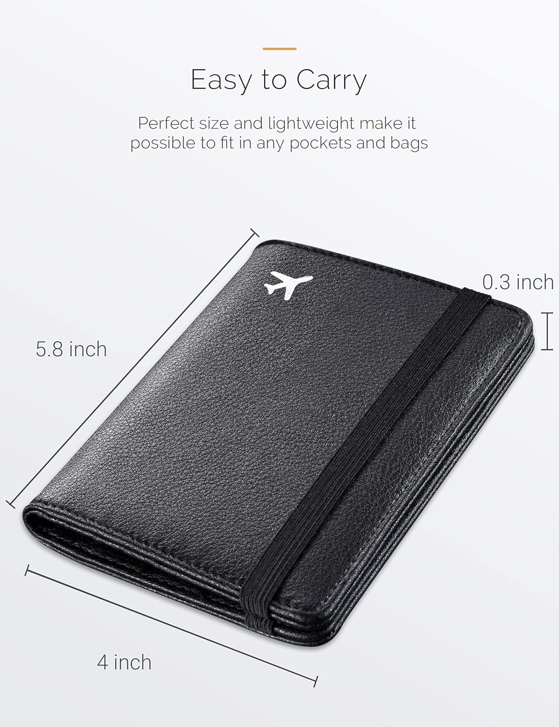 Mymazn Black Passport Holder Passport Wallet with Clear Pocket Passport and Vaccine Card Holder