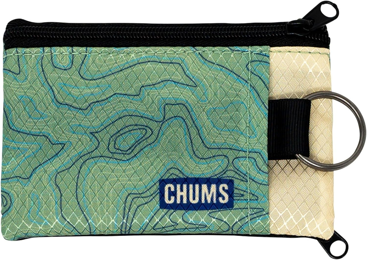 Chums Surfshorts Wallet - Lightweight Slim Wallet w/ RFID Blocking Card - Zippered, Minimalist Wallet w/Key Ring - Patterns