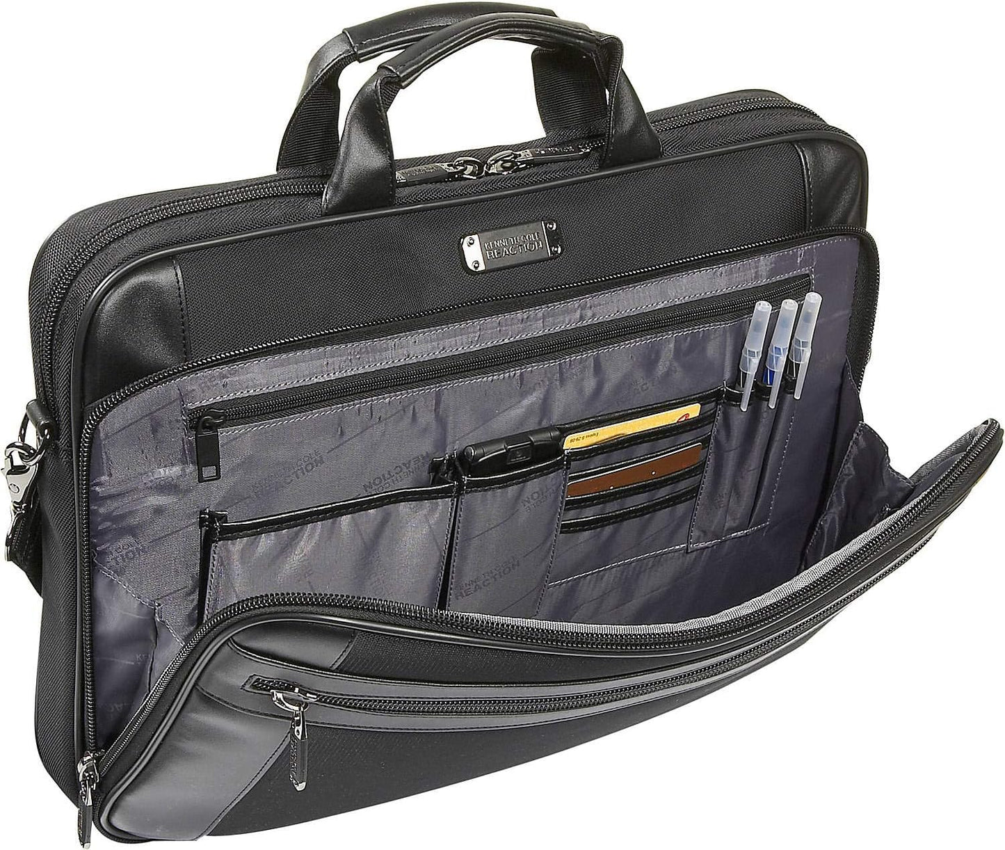 Kenneth Cole Reaction Urban Traveler Slim 18.4" Laptop Sleeve Top Zip Computer Portfolio Bag, Black