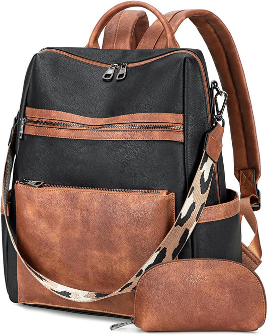 Vegan Leather Laptop Backpack for Women 15.6 Inch Work Backpack Purse for Travel College
