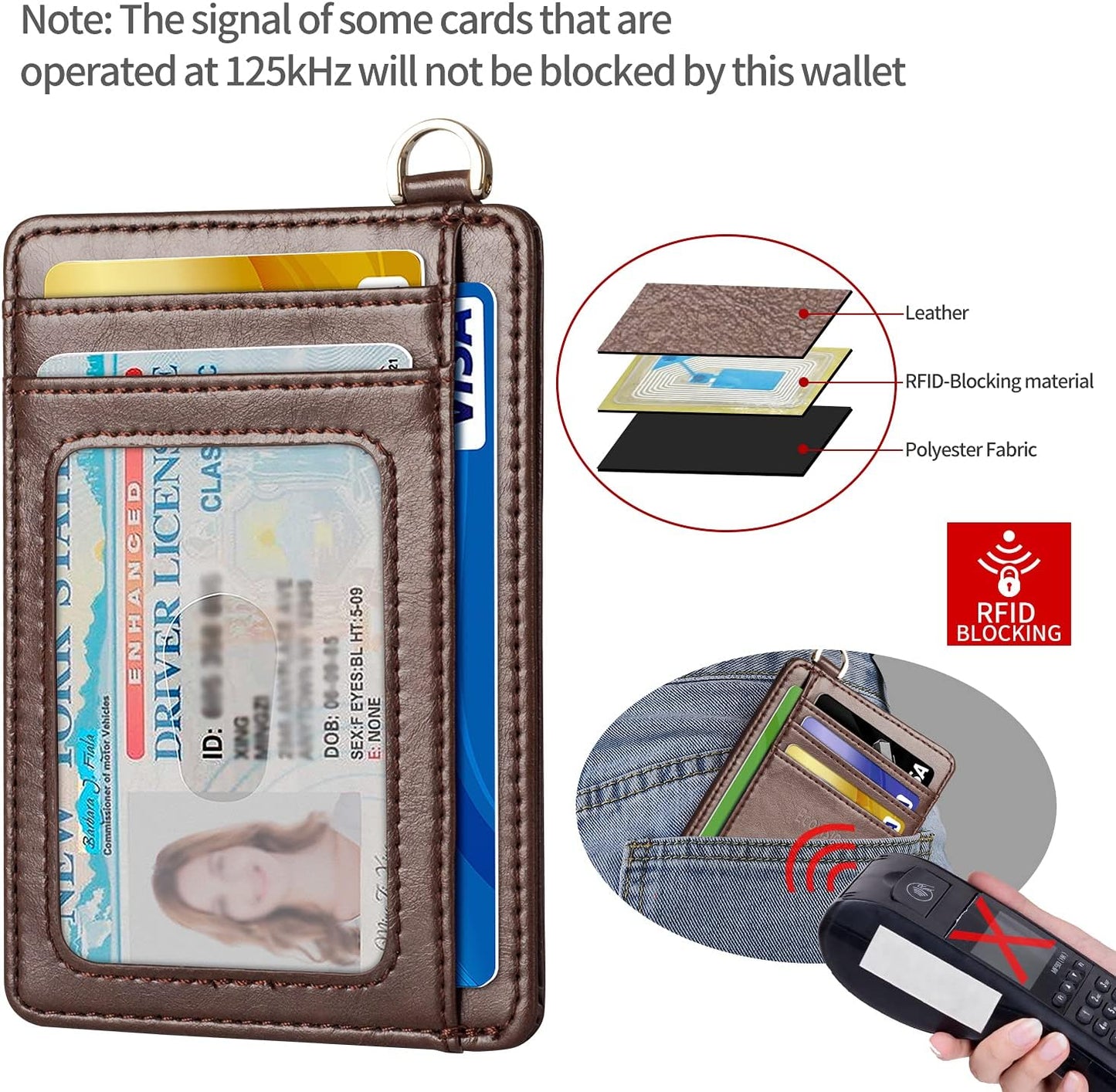 EcoVision Slim Minimalist Front Pocket Wallet, RFID Blocking Credit Card Holder Wallet with Detachable D-Shackle for Men Women