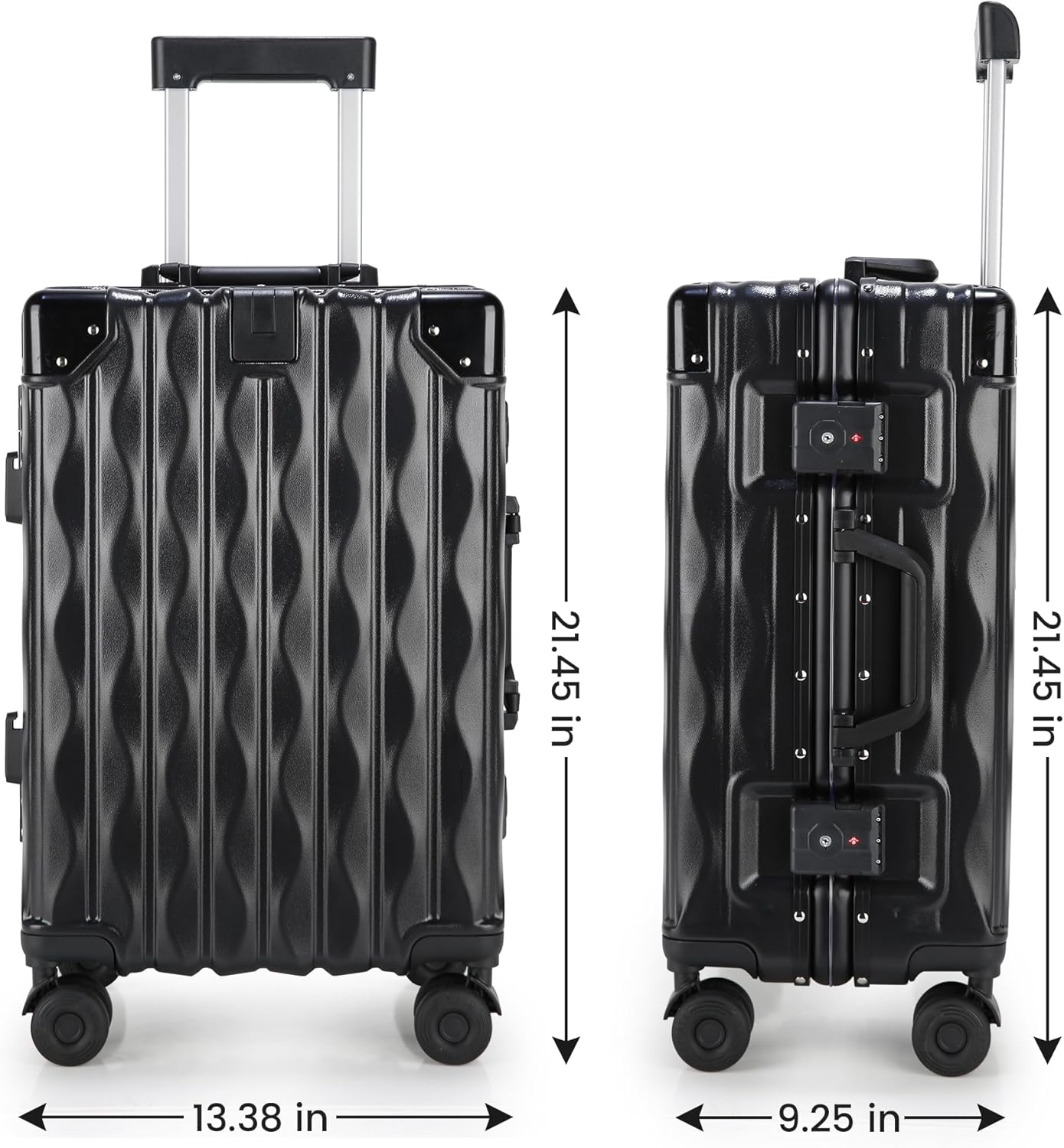20 Inch Carry On Luggage with Spinner Wheels,Lightweight Travel Luggage Airline Approved for Men Women, Black