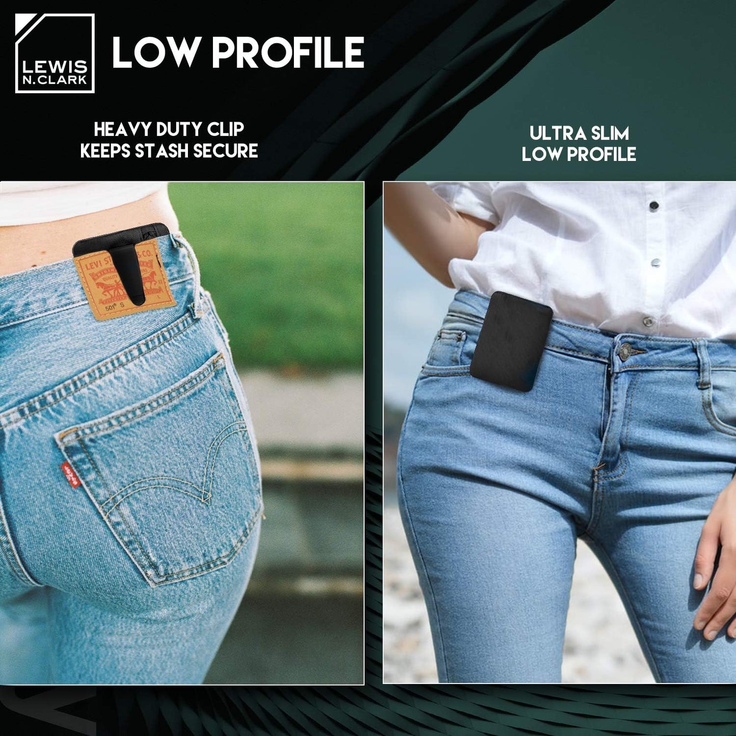 Lewis N. Clark RFID Hidden Clip Stash Money Belt Travel Pouch + Credit Card/Id Holder for Women &