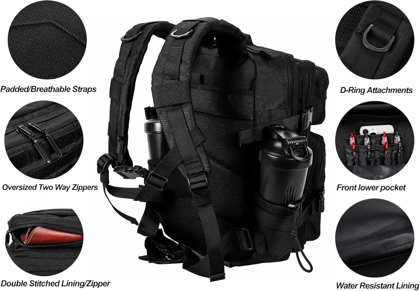 LHI Tactical Military Backpack for Men and Women 25L/35L Army Assault Pack Bag Small Rucksack with
