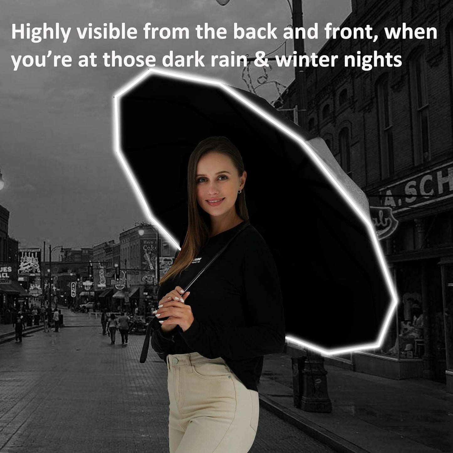 BAODINI Inverted UV Umbrella for Rain and Sun Medium Size UPF 50+ Rverse Compact Umbrella Auto Open Close